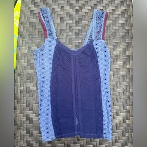 FREE PEOPLE Eyelet Lace Crochet Sweetheart Neckline Tank Top